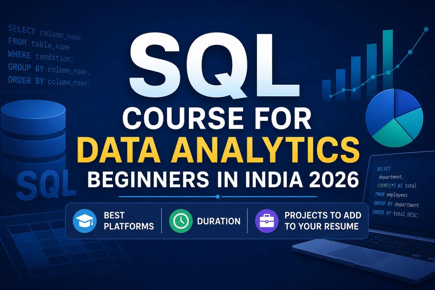 SQL Course for Data Analytics Beginners in India 2026 — Best Platforms, Duration and Projects to Add to Your Resume
