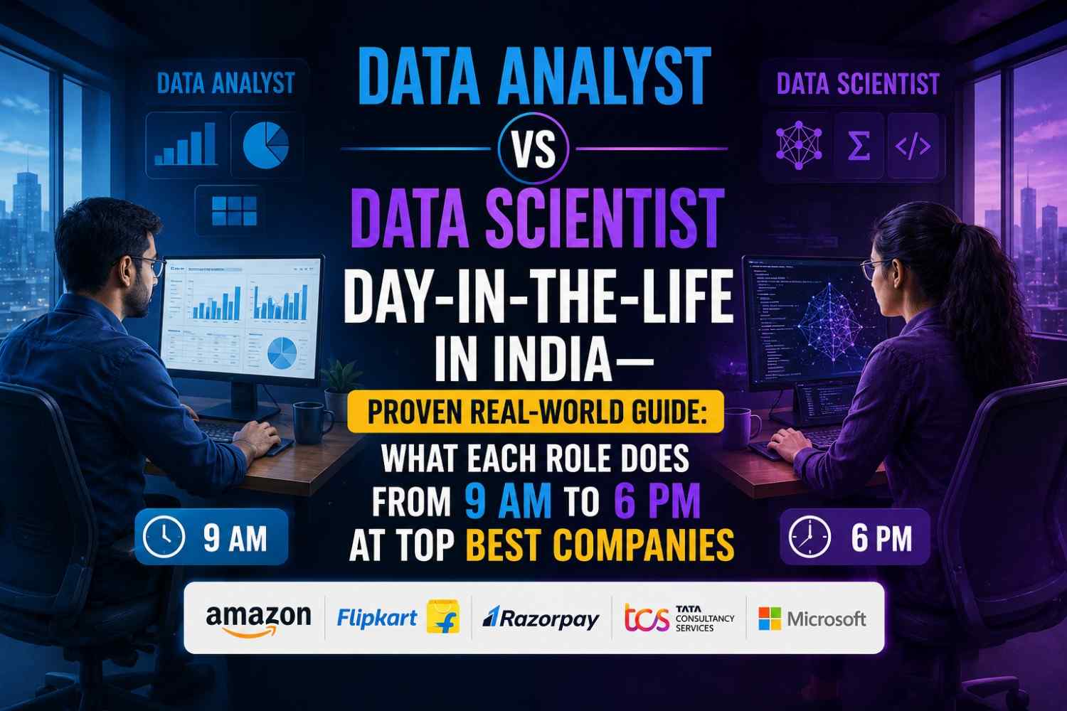 Data Analyst vs Data Scientist Day-in-the-Life in India—Proven Real-World Guide: What Each Role Does From 9 AM to 6 PM at Top best Companies